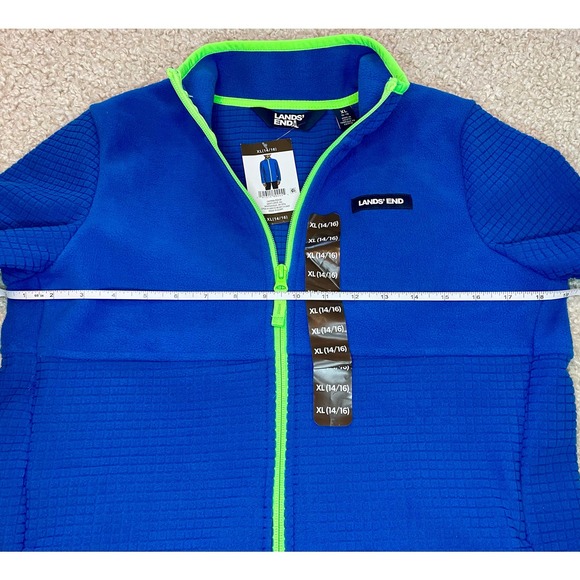 *NWT* Lands’ End Zip Up Fleece-Blue Green-Size 14-16 - Picture 6 of 7